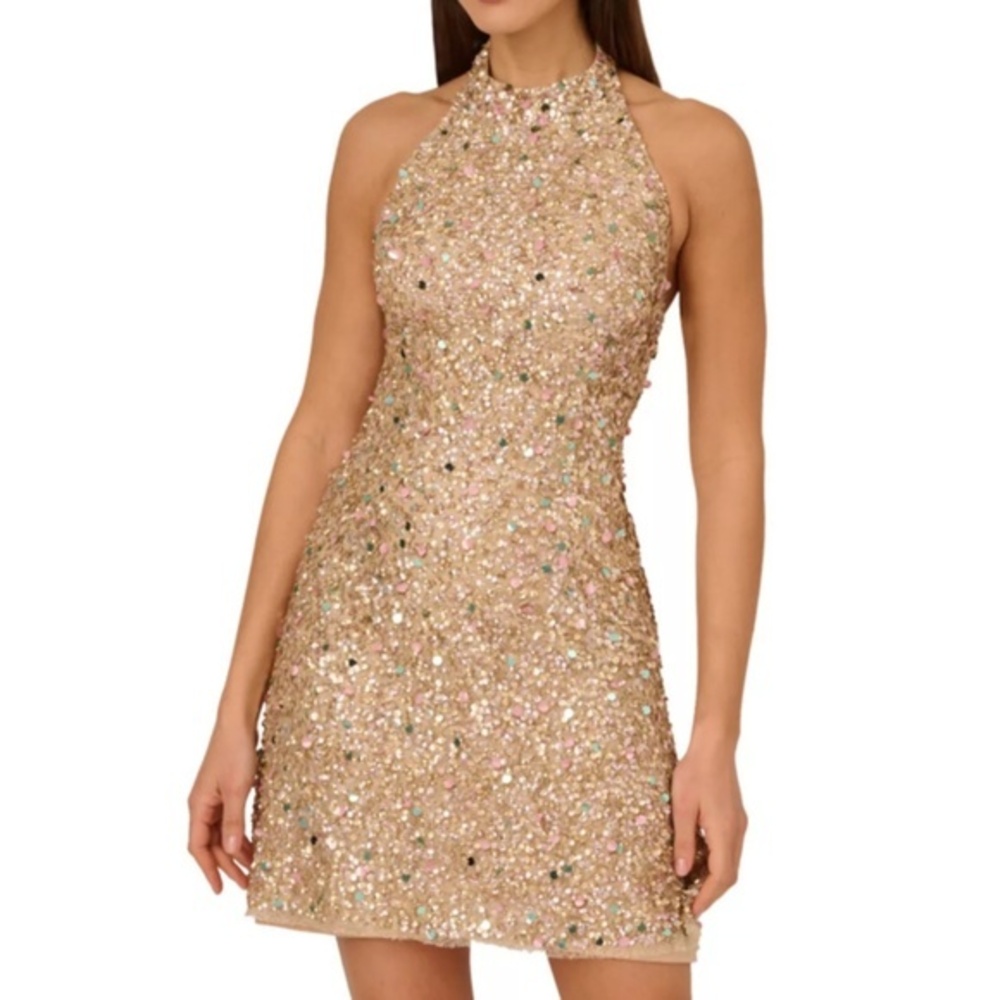 Adrianna Papell - Women's Beaded Halter Short Dress‎